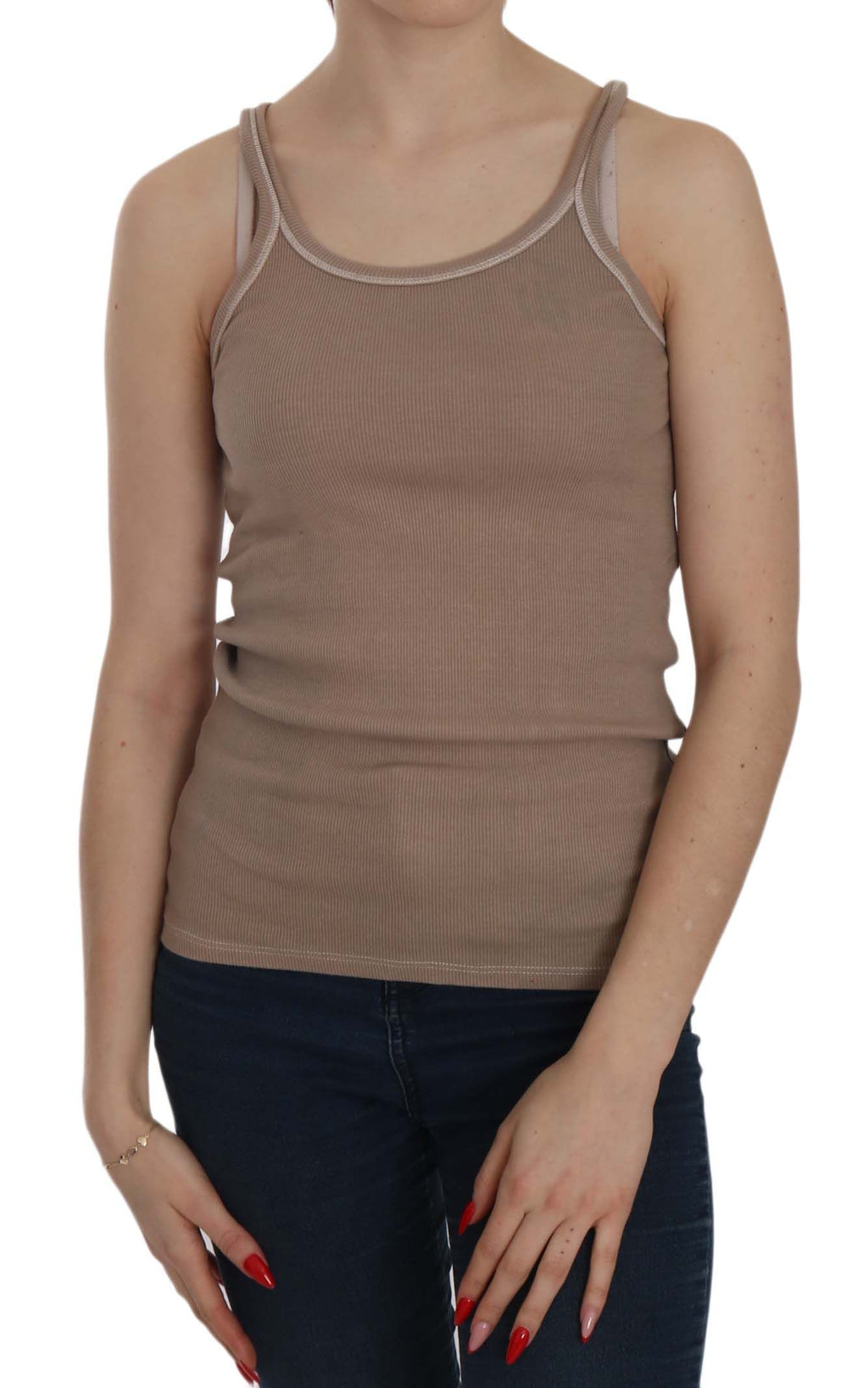 PINK MEMORIES Braune ärmellose Spaghetti-Träger-Tankbluse