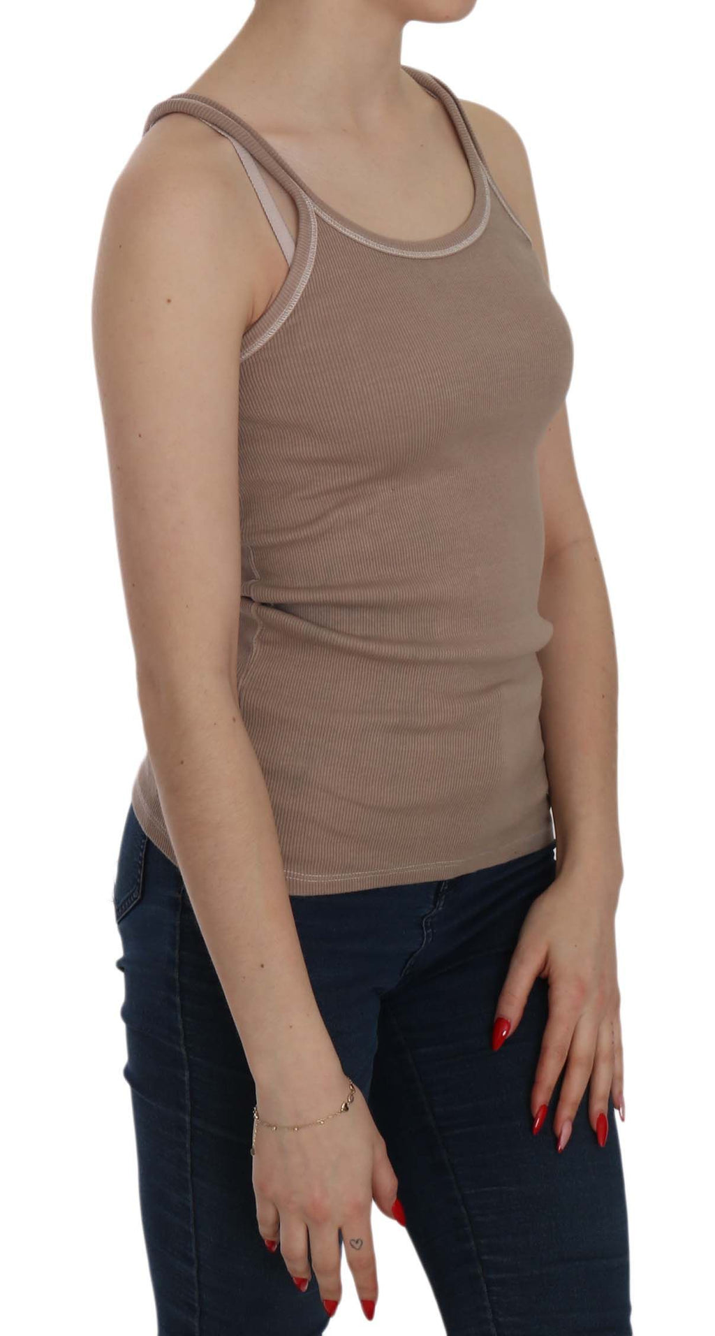 PINK MEMORIES Braune ärmellose Spaghetti-Träger-Tankbluse