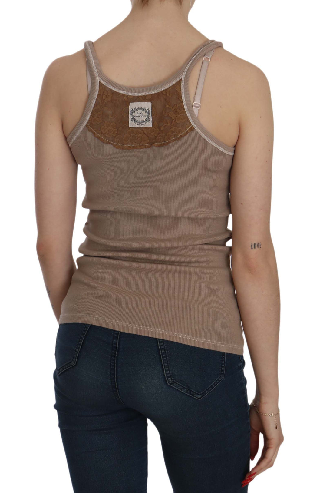 PINK MEMORIES Braune ärmellose Spaghetti-Träger-Tankbluse