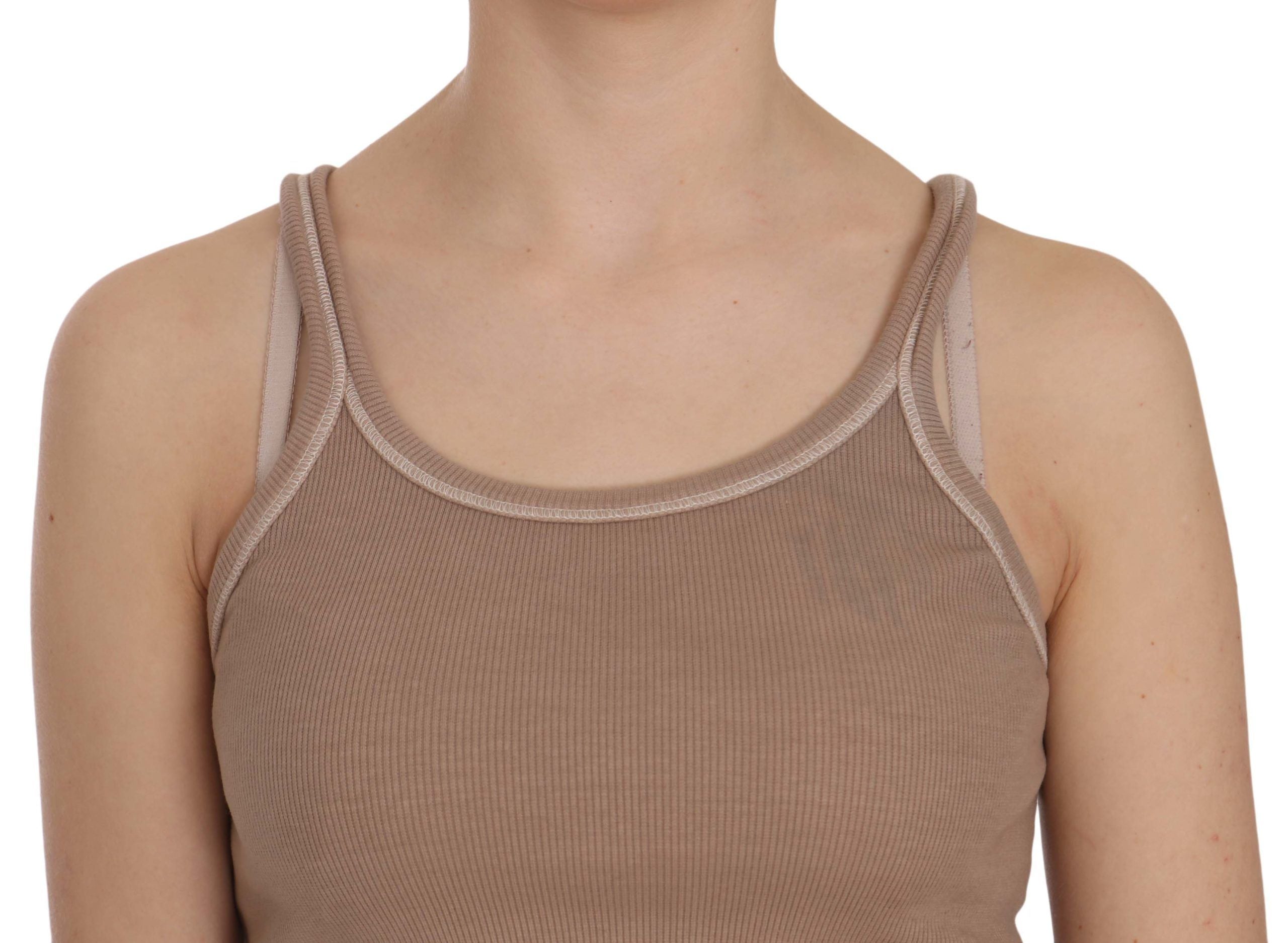 PINK MEMORIES Braune ärmellose Spaghetti-Träger-Tankbluse