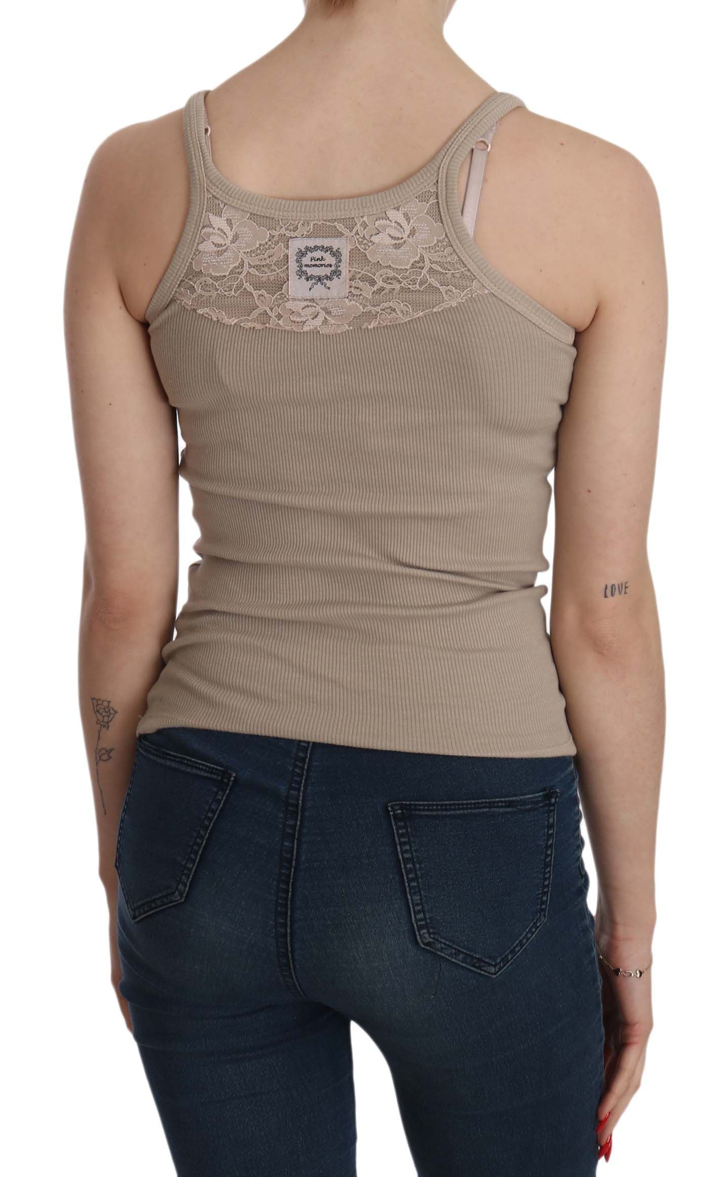 PINK MEMORIES Braunes ärmelloses Spaghetti-Träger-Top Bluse