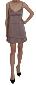 PINK MEMORIES Lilac Spaghetti A-Line Mini Silk Dress