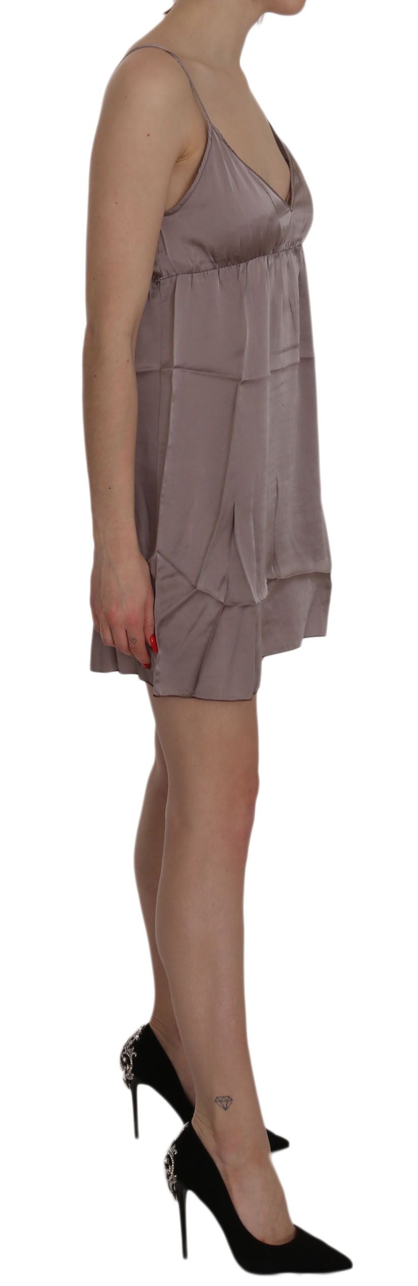 PINK MEMORIES Lilac Spaghetti A-Line Mini Silk Dress