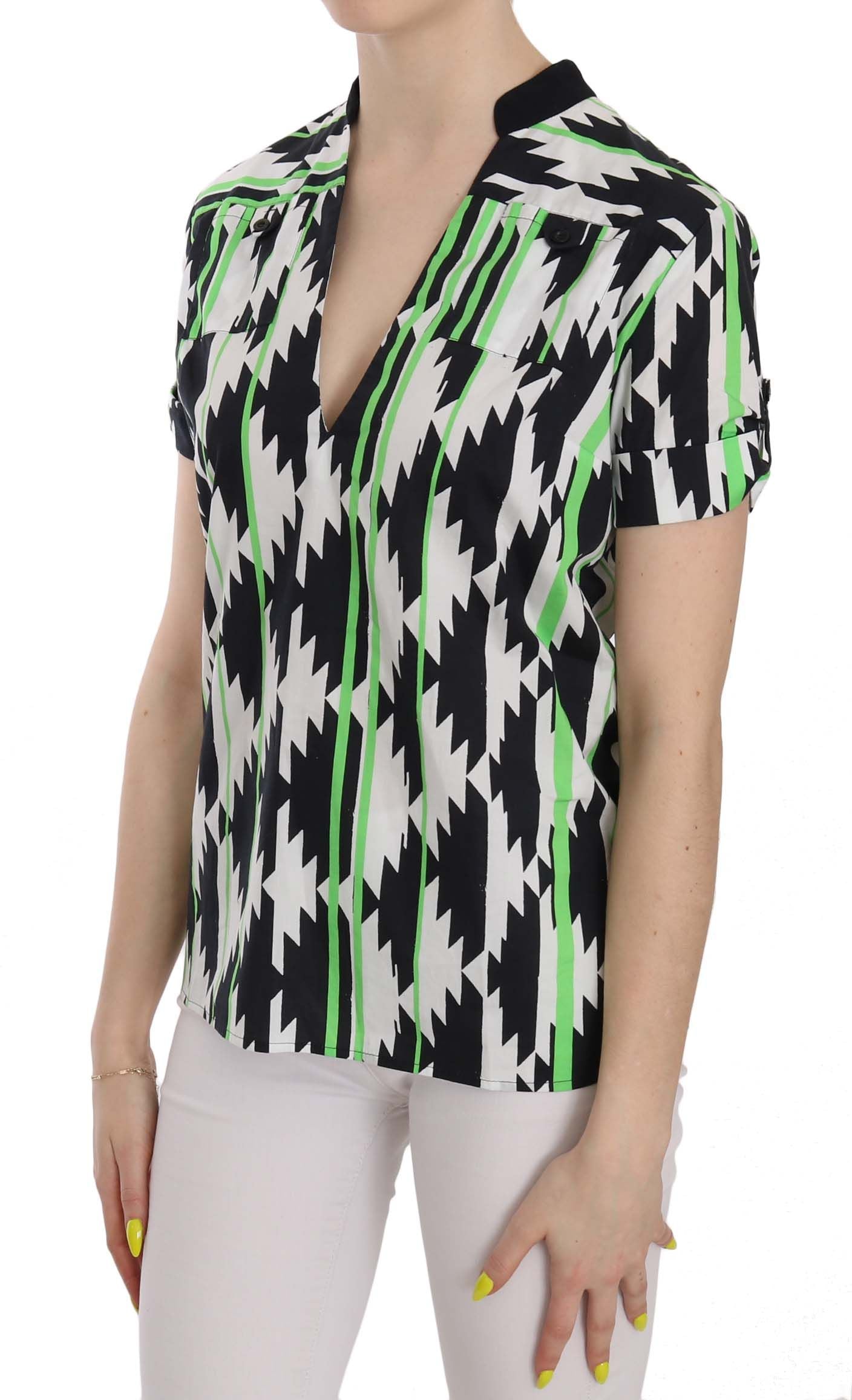 Costume National Multicolor Low-Cut Blouse Top