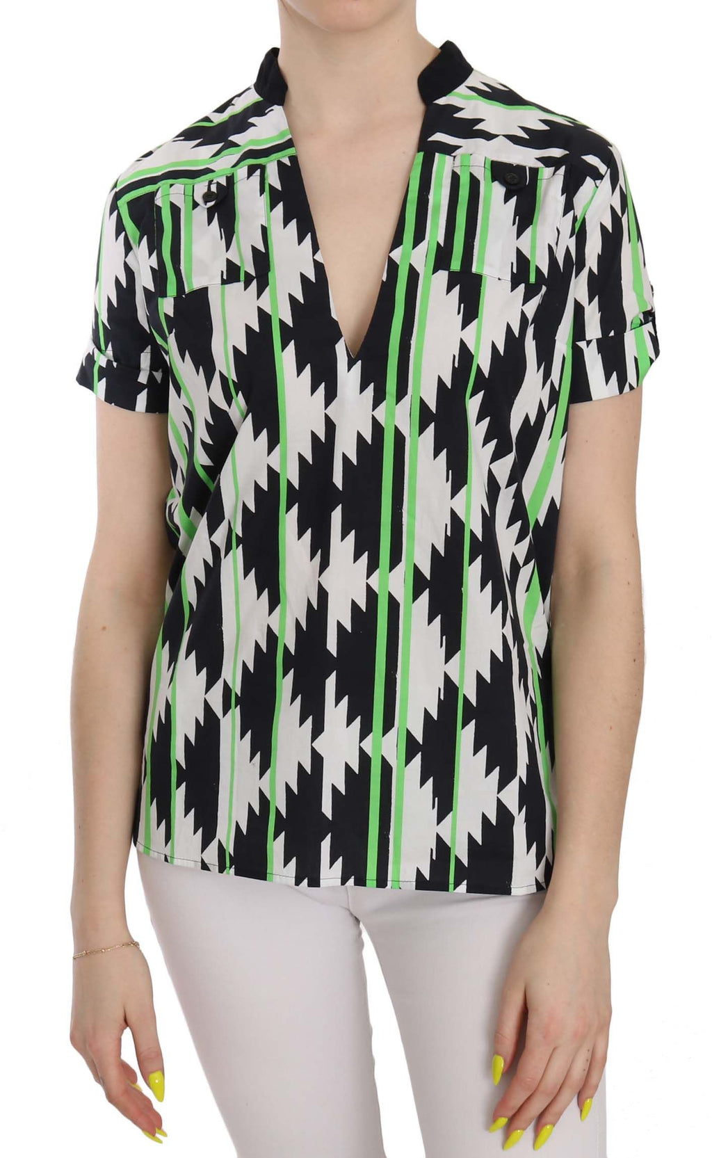 Costume National Multicolor Low-Cut Blouse Top