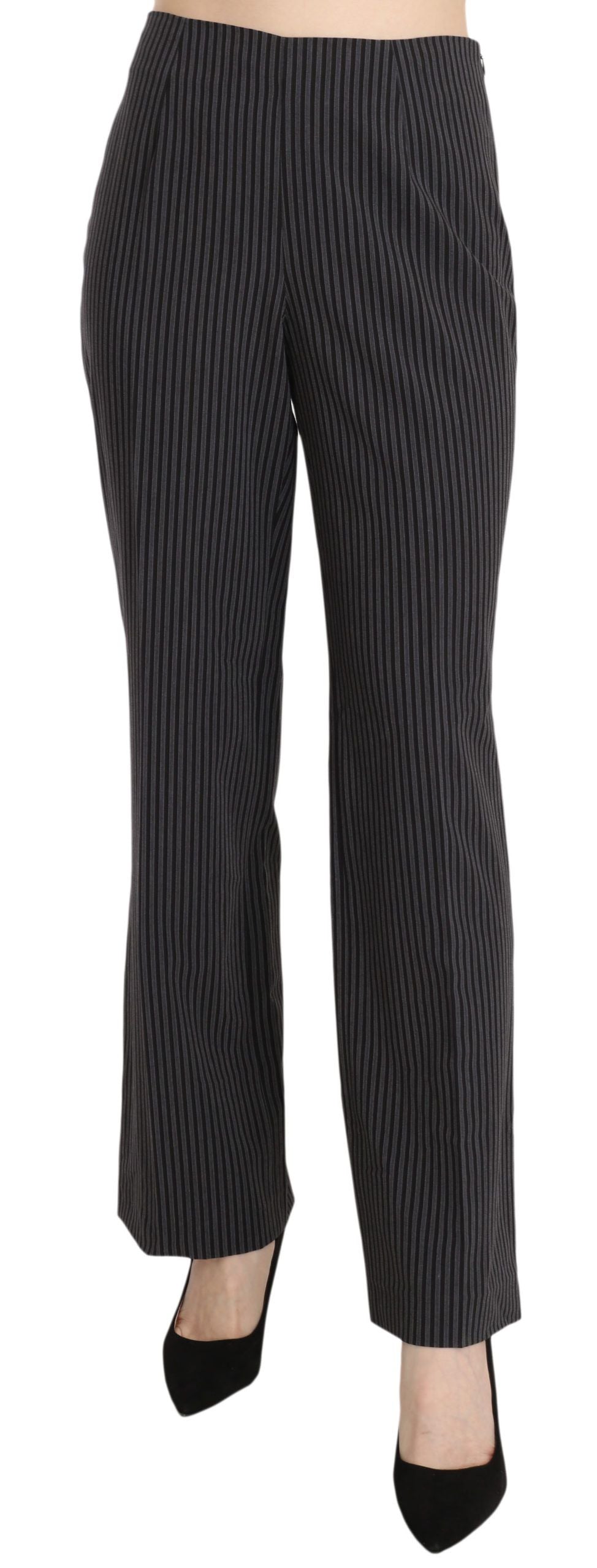 BENCIVENGA Black Striped Cotton Stretch Dress Trousers