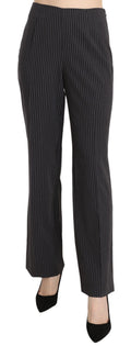 BENCIVENGA Black Striped Cotton Stretch Dress Trousers