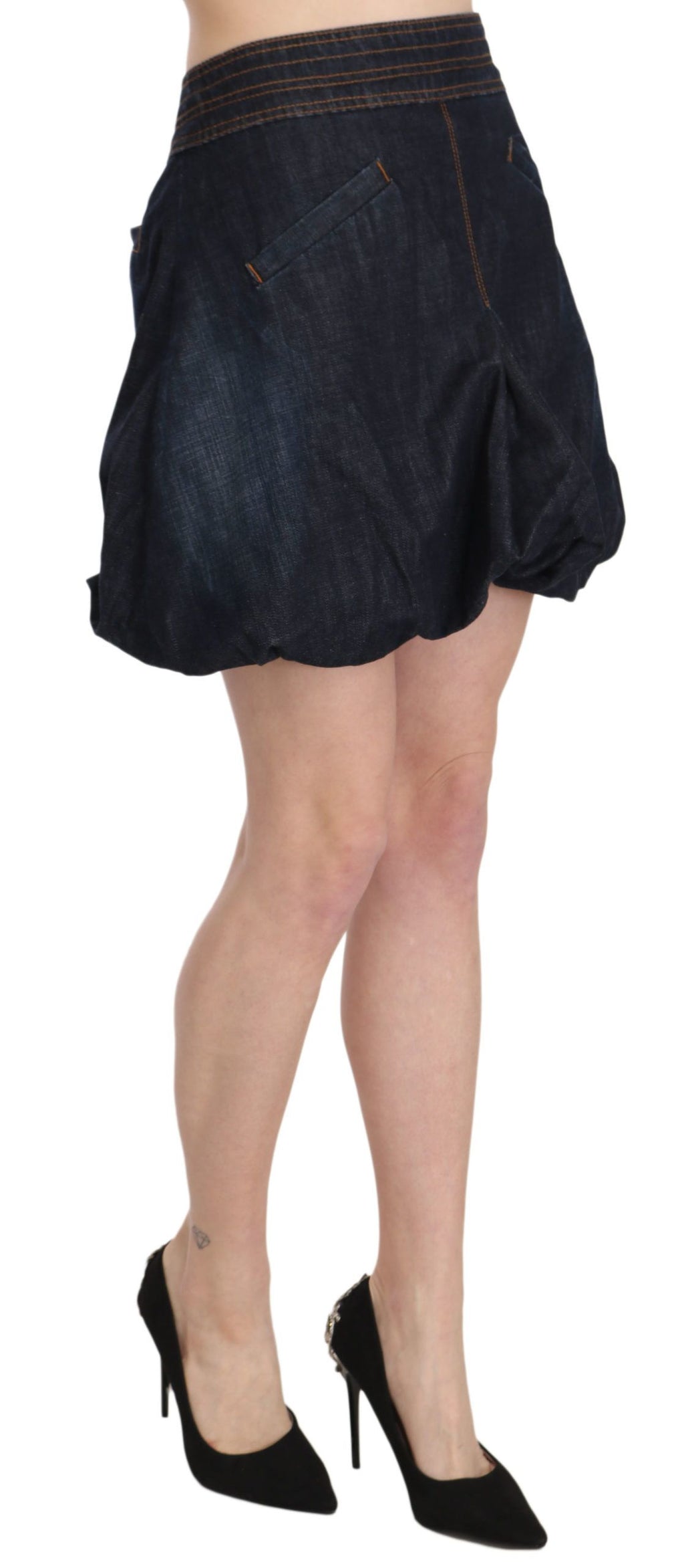 Exte Blaue Jeans Denim Baumwolle Stretch A-line Mini