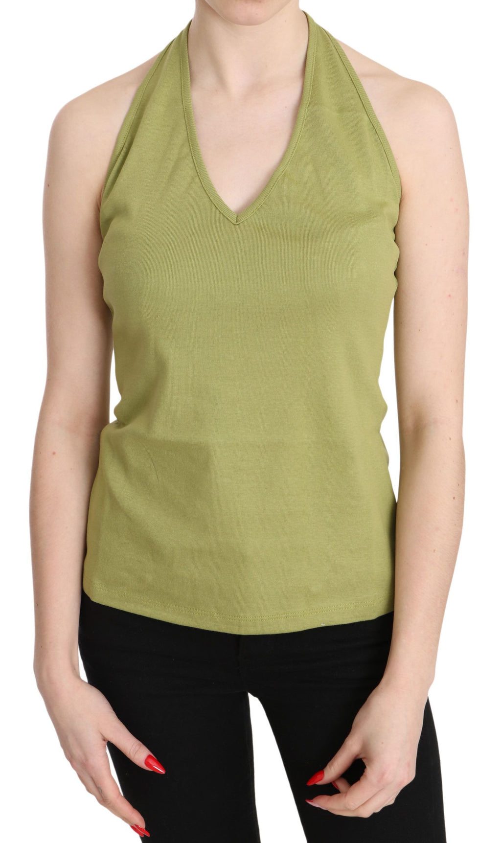GF Ferre Grüner Halter Baumwolle ärmelloses lässiges Tanktop Bluse