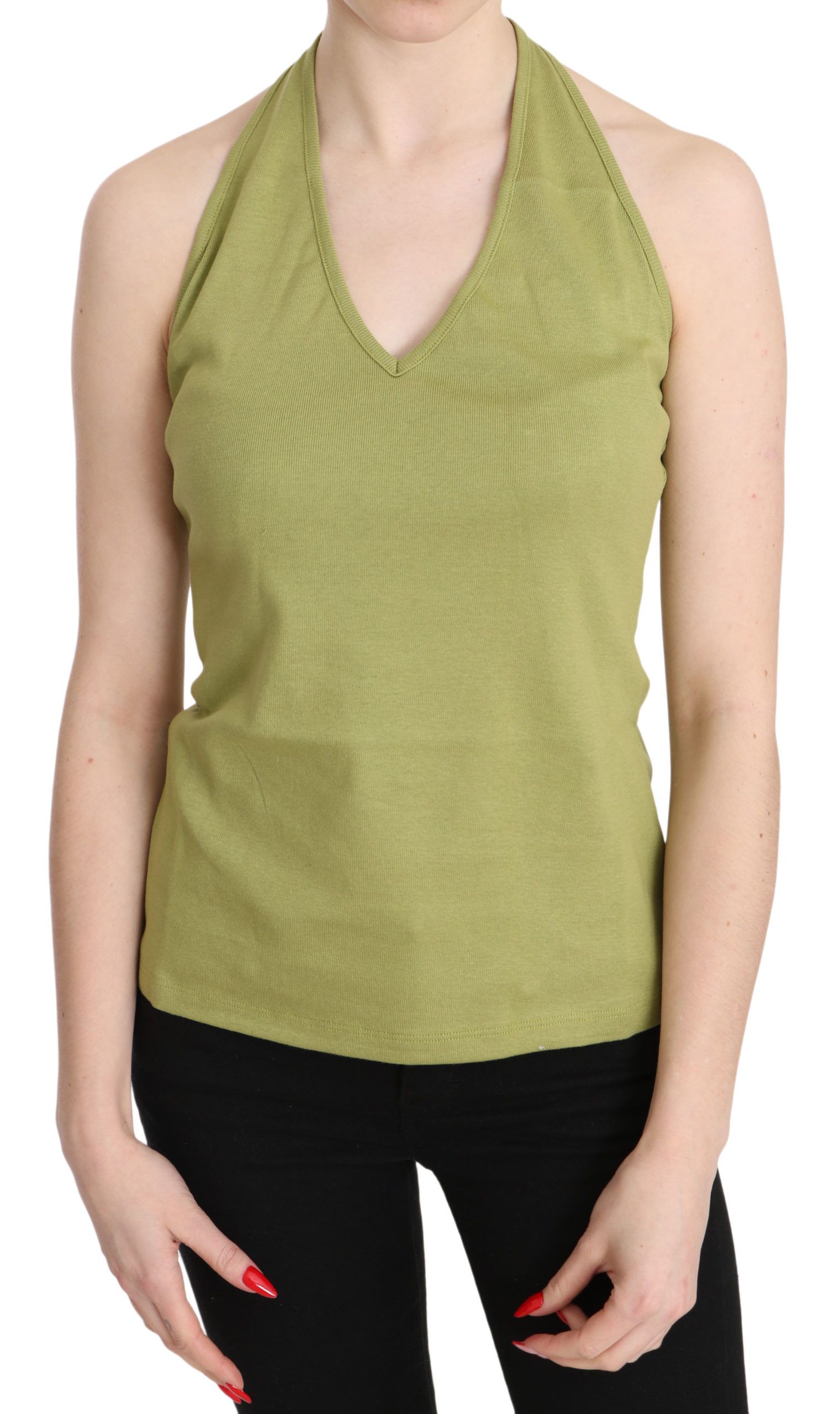 GF Ferre Grüner Halter Baumwolle ärmelloses lässiges Tanktop Bluse