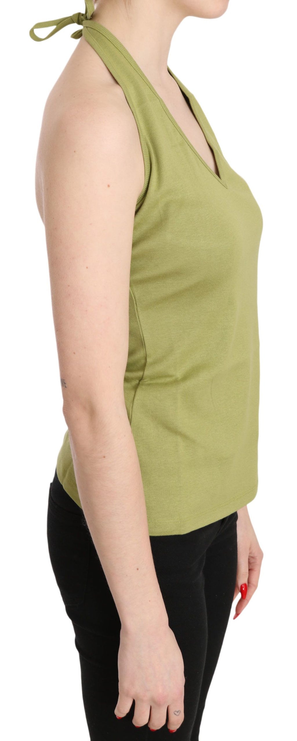GF Ferre Grüner Halter Baumwolle ärmelloses lässiges Tanktop Bluse