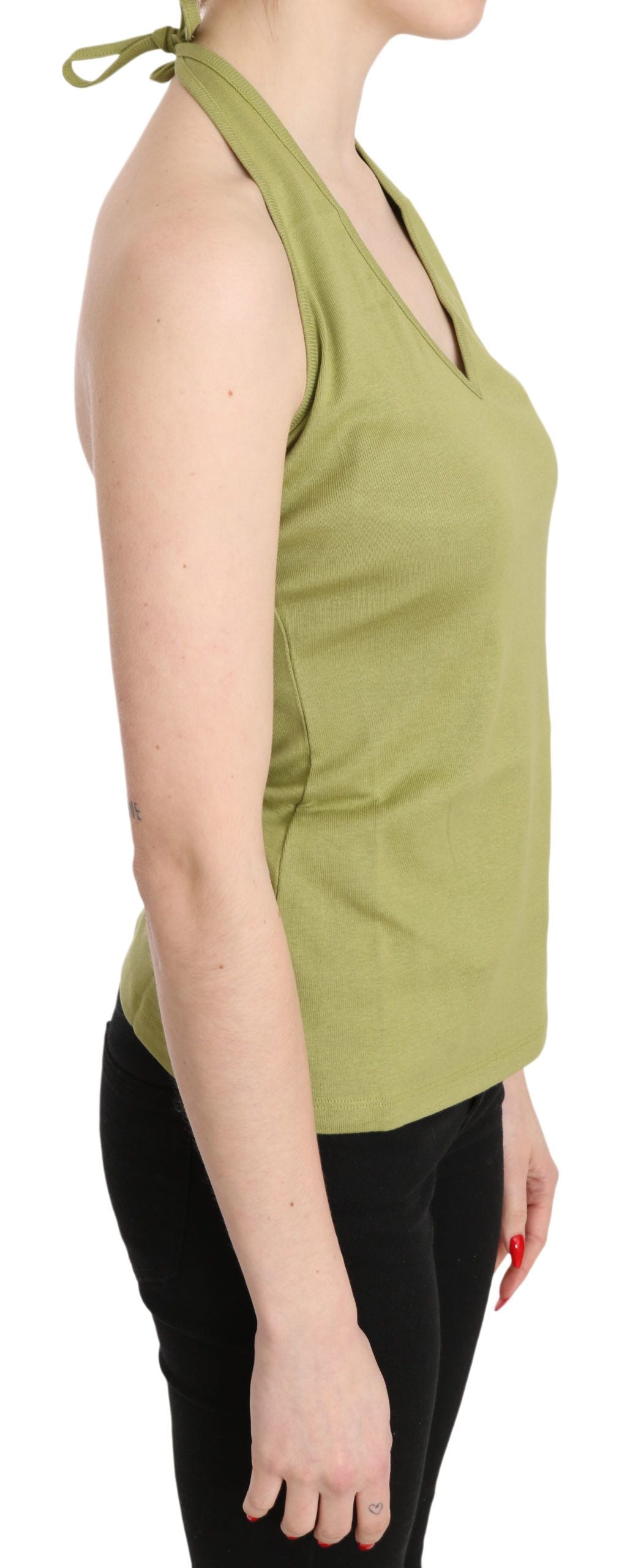GF Ferre Grüner Halter Baumwolle ärmelloses lässiges Tanktop Bluse