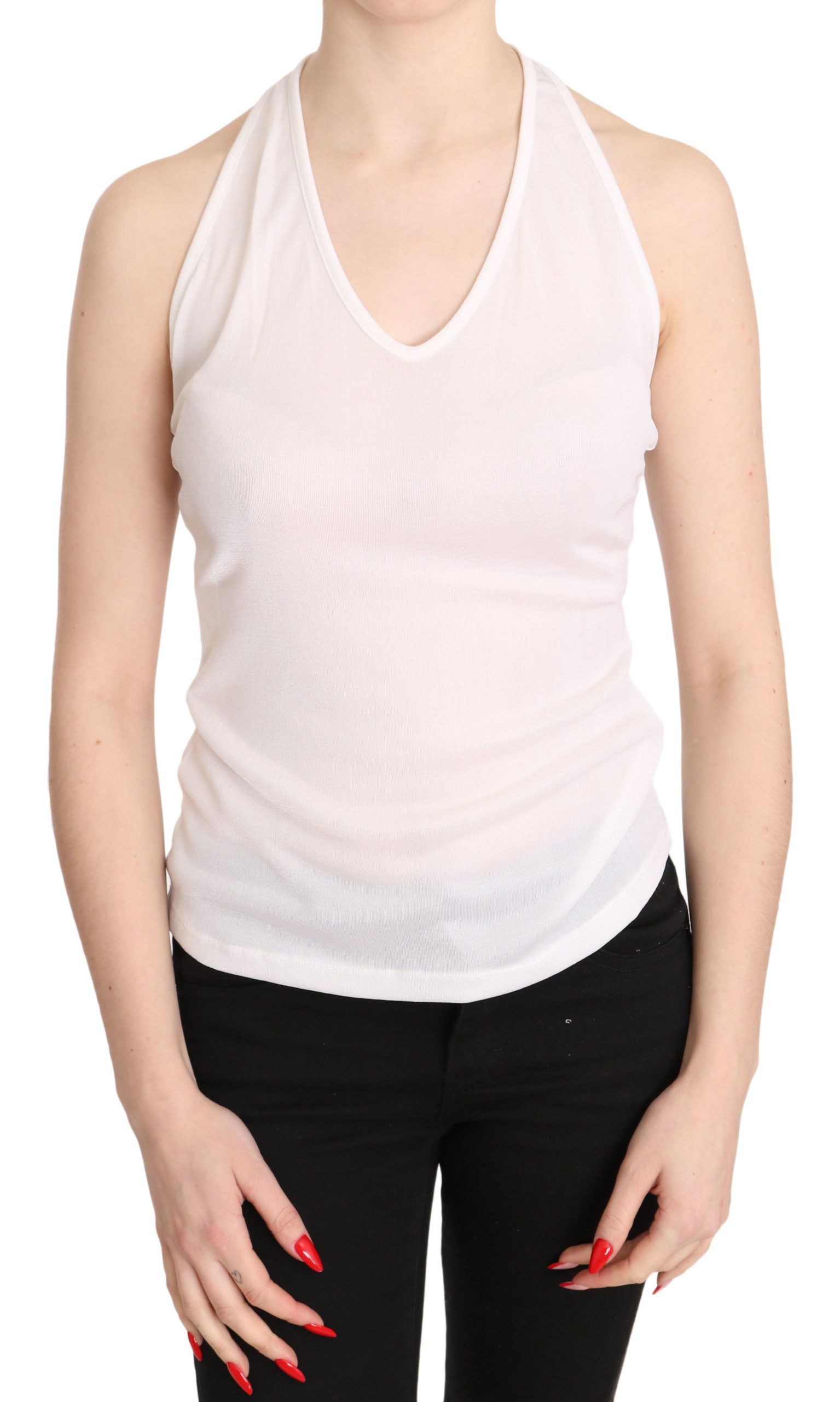 GF Ferre Weißer Halter Baumwolle ärmelloses lässiges Tank Top Bluse