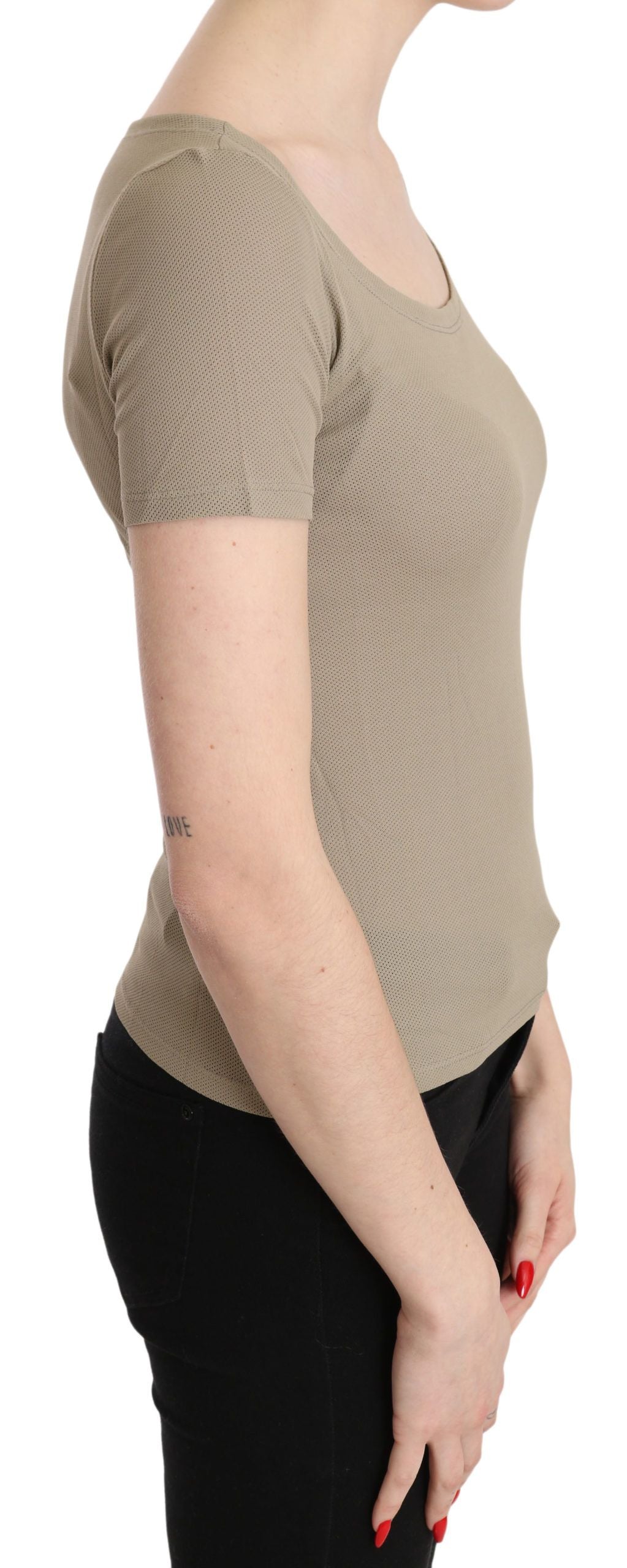 GF Ferre Grau 100% Nylon kurze Ärmel lässig Tank Top Bluse