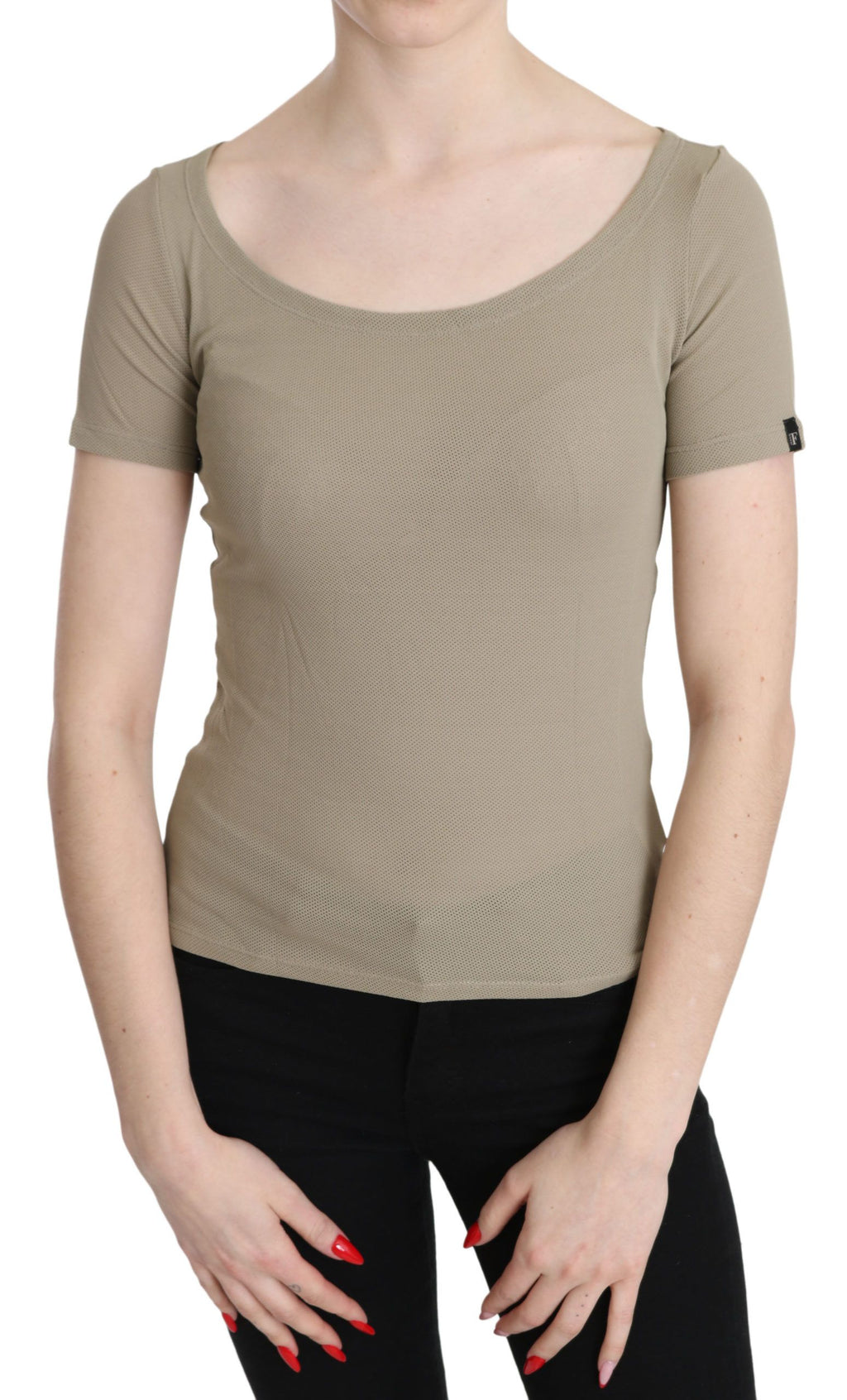 GF Ferre Grau 100% Nylon kurze Ärmel lässig Tank Top Bluse