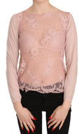 PINK MEMORIES Rosa Spitze See Through Long Sleeve Top Bluse