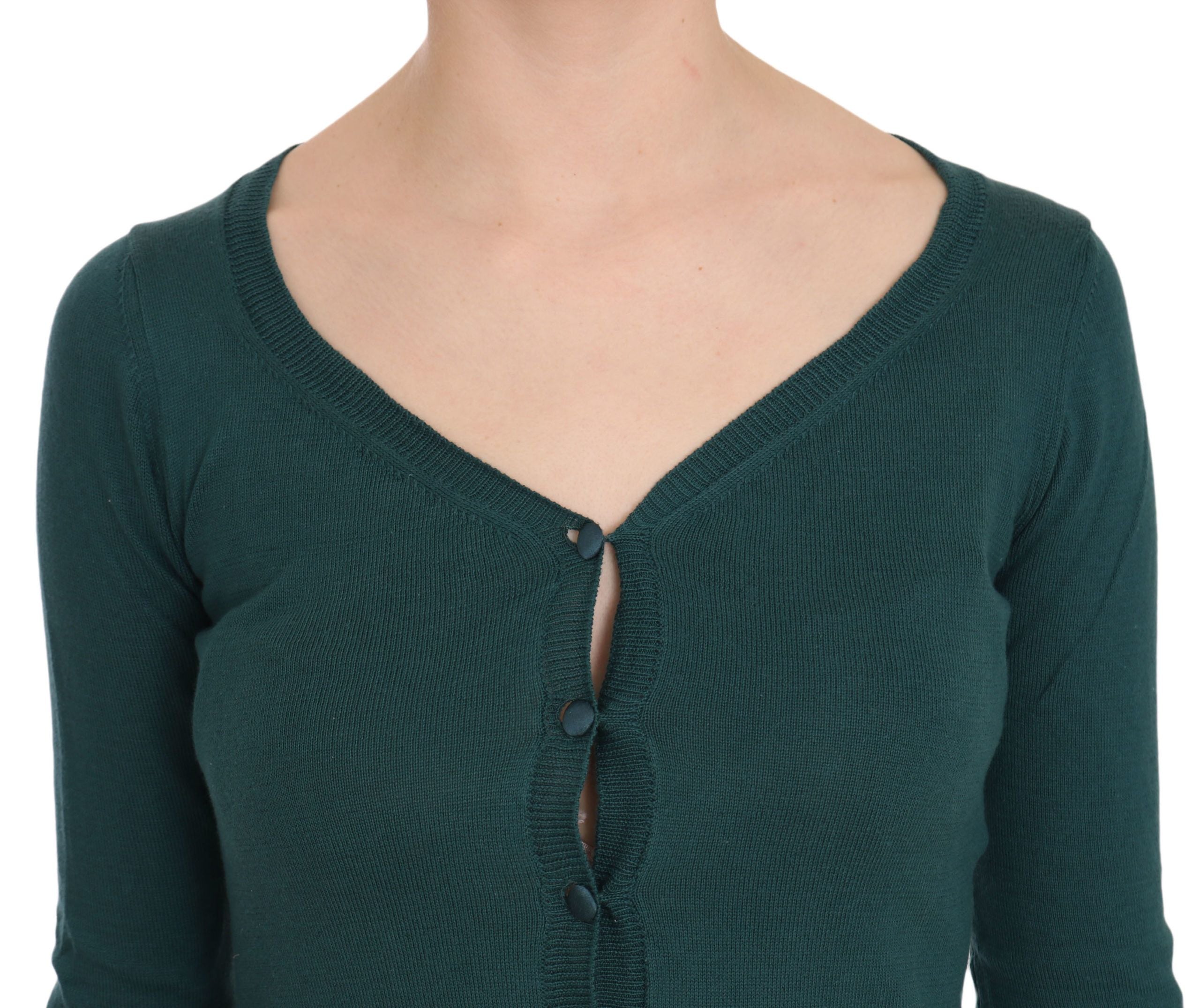PINK MEMORIES Blau Grün Baumwolle 3/4 Ärmel Strickjacke Top Bluse