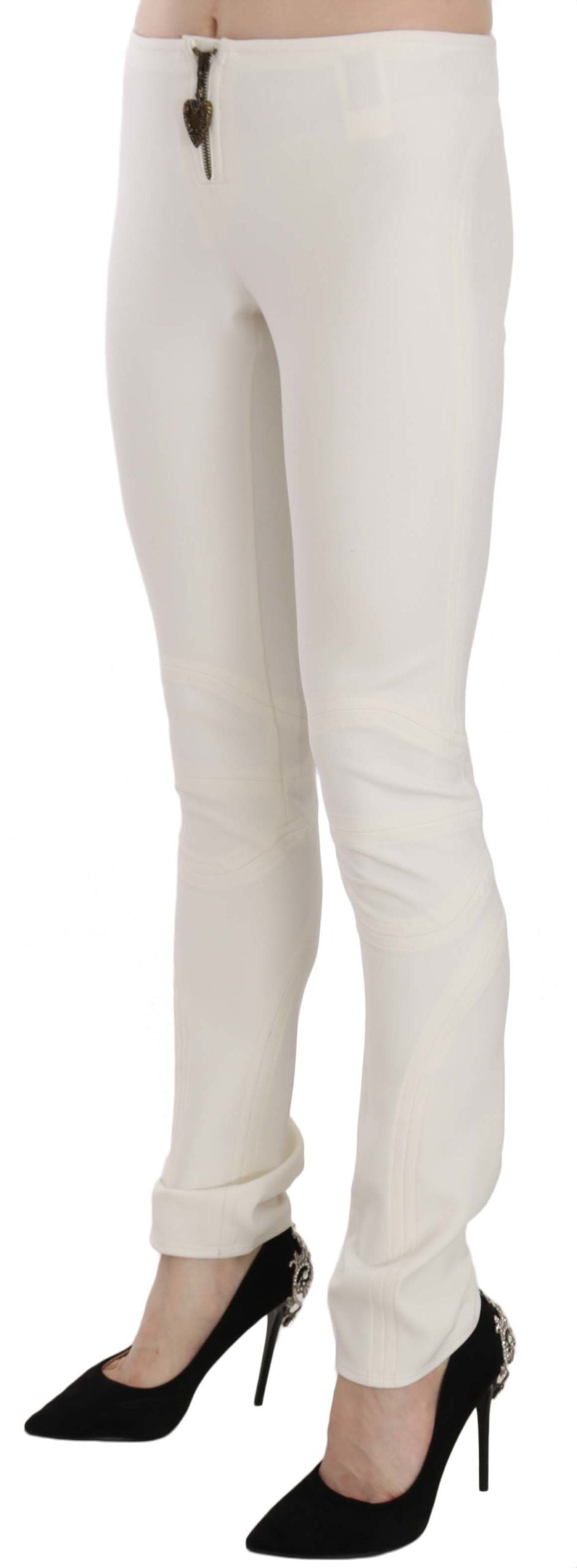 Just Cavalli White Mid-Waist Skinny Dress Pants
