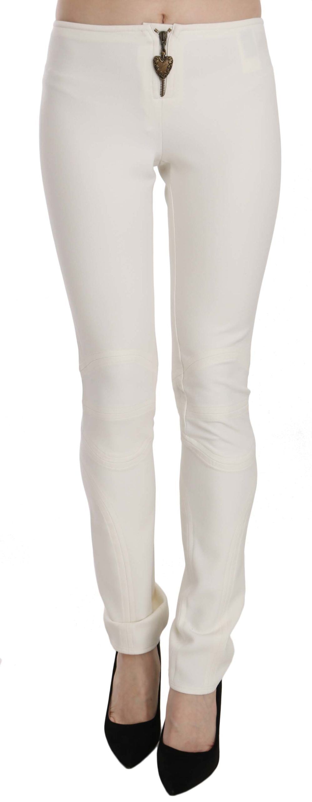 Just Cavalli White Mid-Waist Skinny Dress Pants