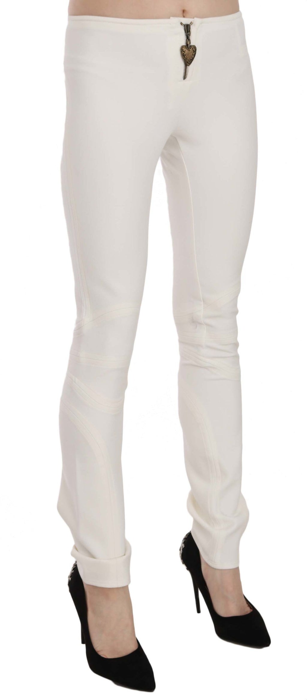 Just Cavalli White Mid-Waist Skinny Dress Pants