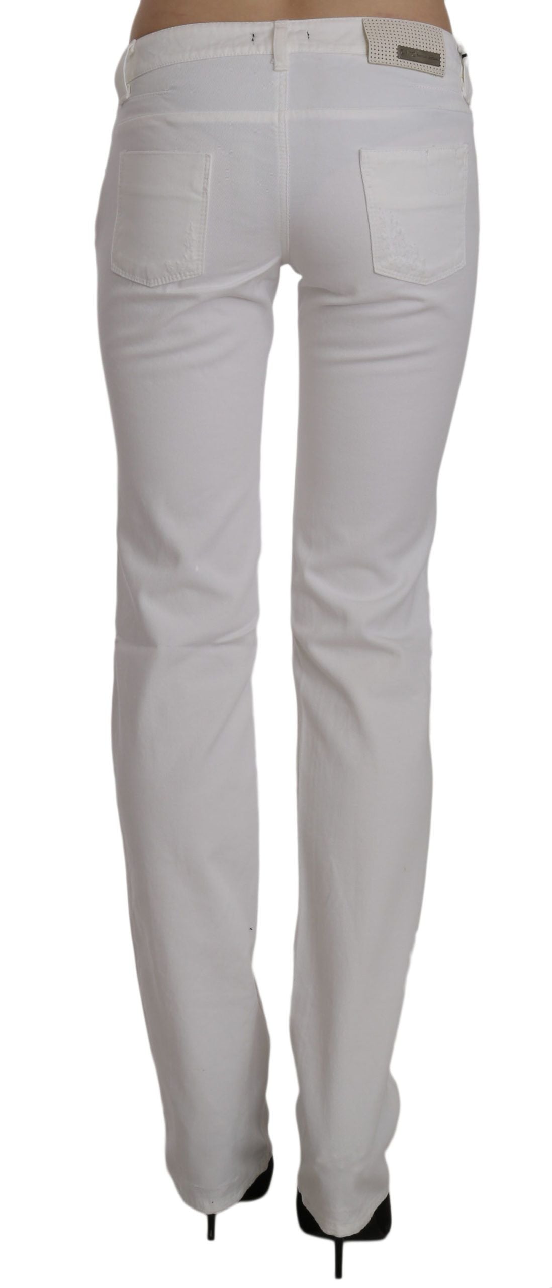 Costume National White Cotton Slim Fit Straight Jeans