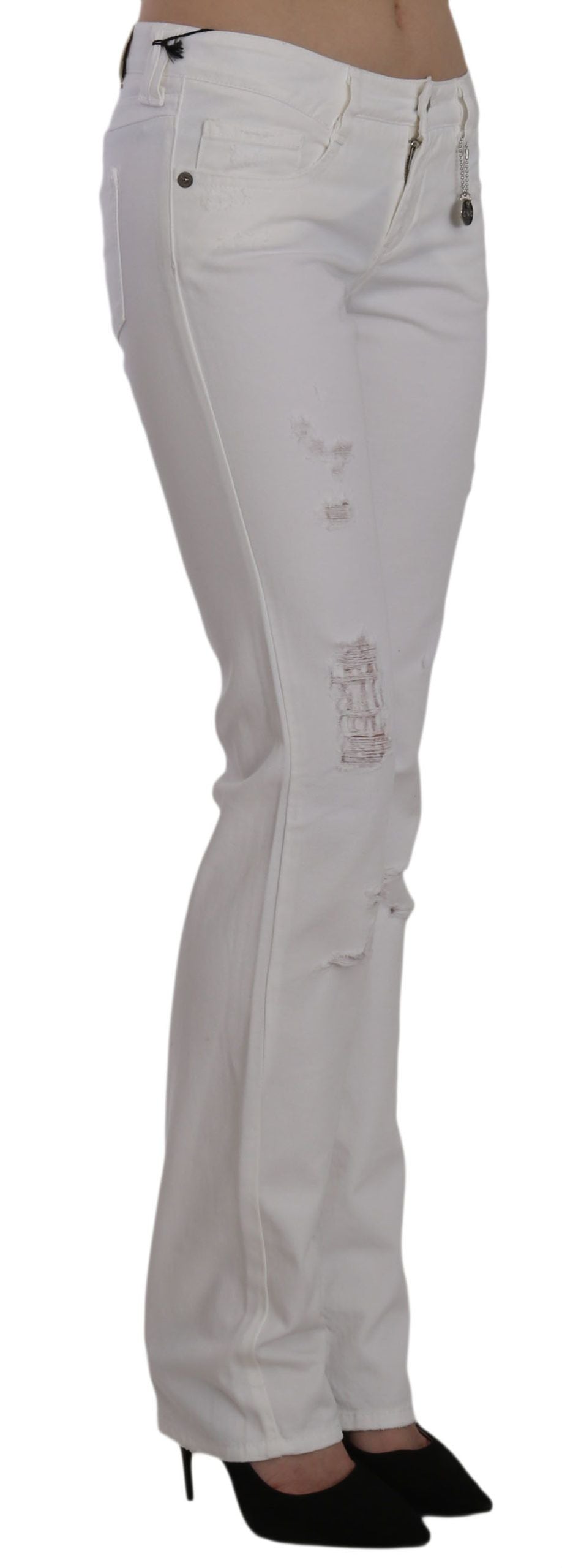 Costume National White Cotton Slim Fit Straight Jeans