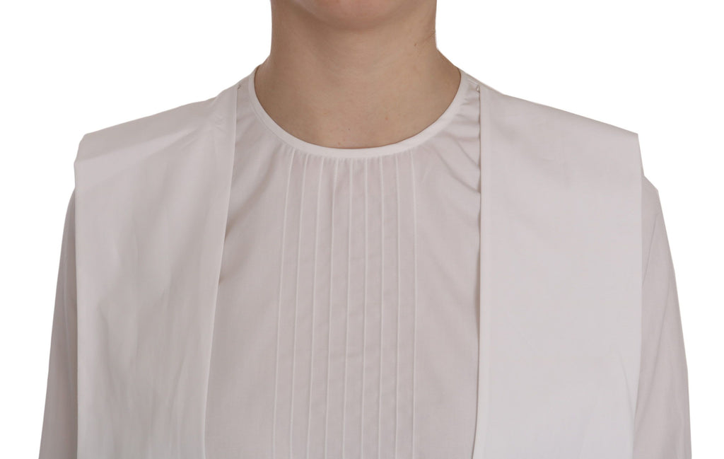 Dsquared² Weiße Bluse mit Rundhalsausschnitt und langen Ärmeln aus Baumwolle