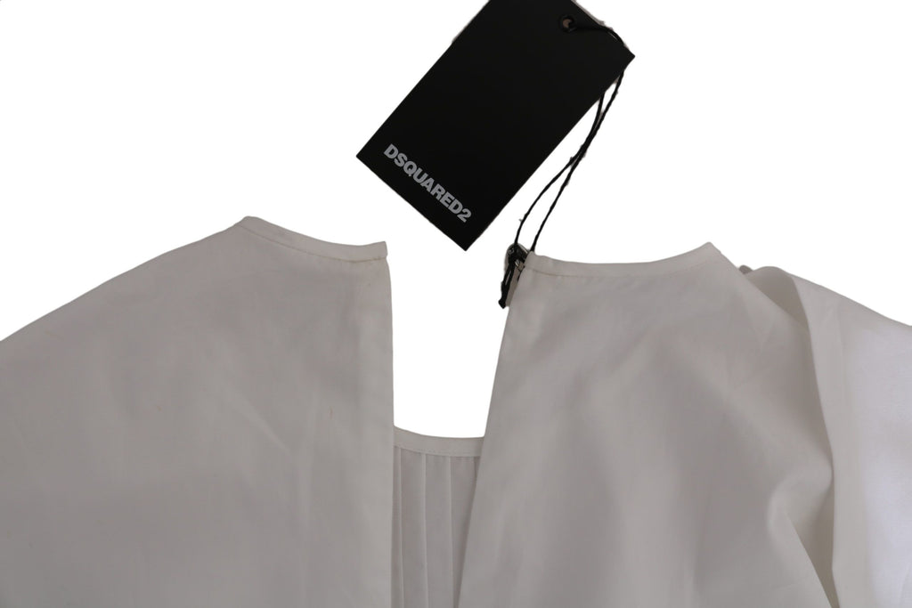 Dsquared² Weiße Bluse mit Rundhalsausschnitt und langen Ärmeln aus Baumwolle