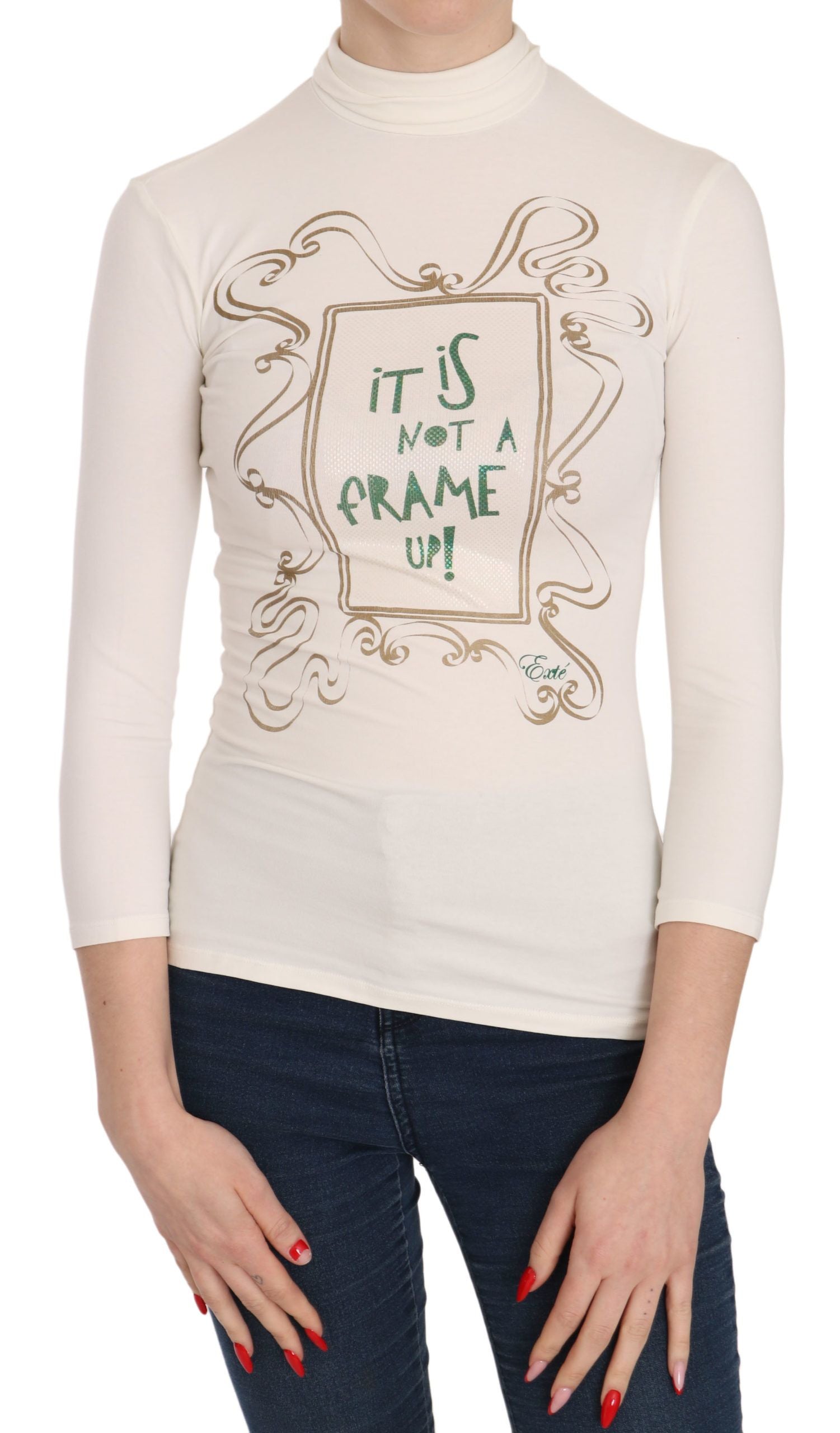 Wide Crew Neck It Is Not A Frame Up! Printed Blouse
