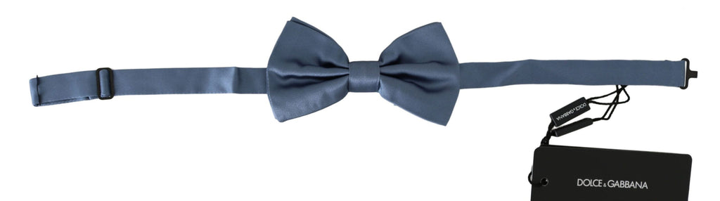 Dolce & Gabbana Blau 100% Seide Verstellbare Hals Papillon Fliege