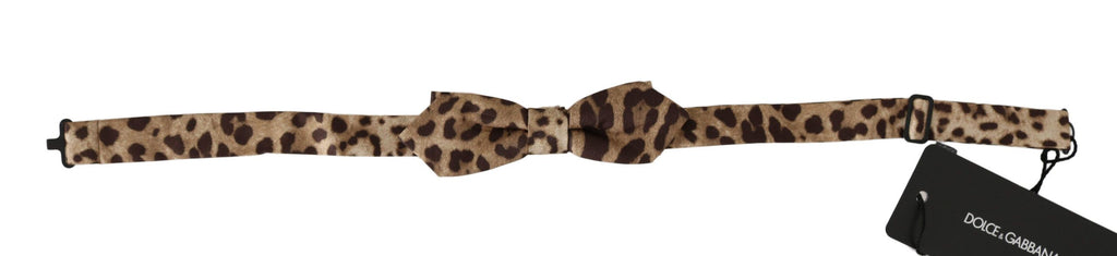 Dolce & Gabbana Braun Leopard Seide Verstellbare Hals Papillon Männer Fliege