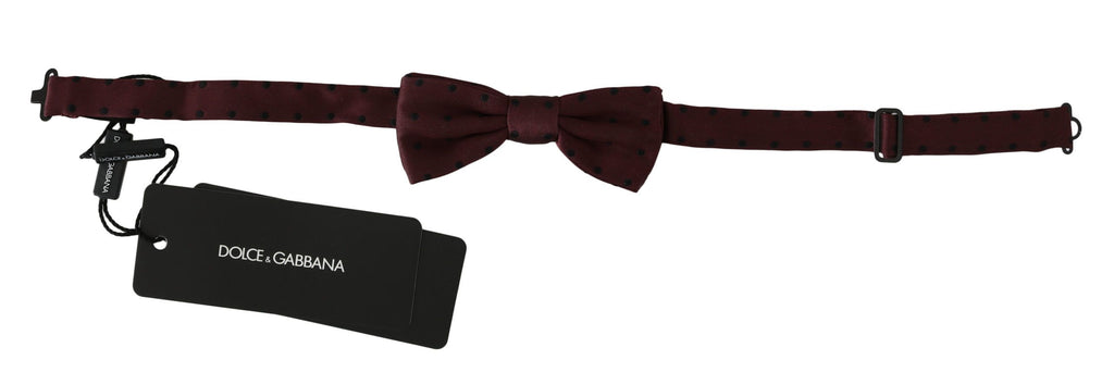 Dolce & Gabbana Purple Polka Dot Silk Bow Tie with Adjustable Neck