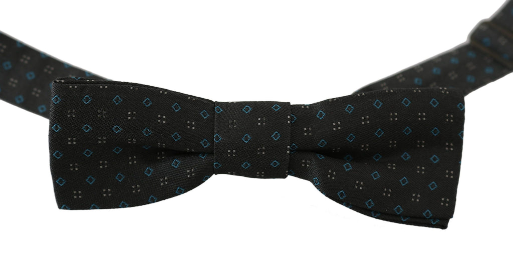 Dolce & Gabbana Men's Grey Pattern Silk Adjustable Neck Papillon Bow Tie