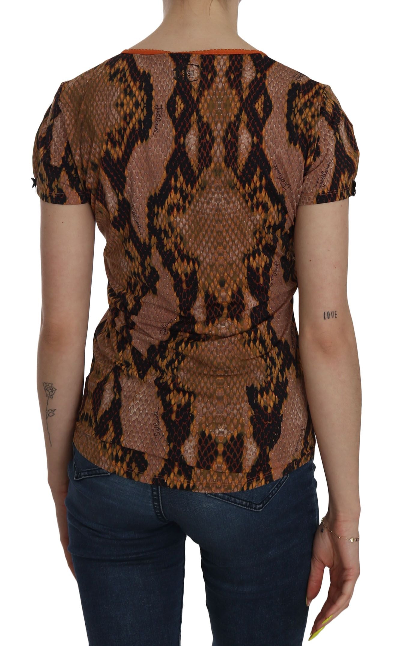 Just Cavalli Schlangenhautdruck Kurzarm-T-Shirt