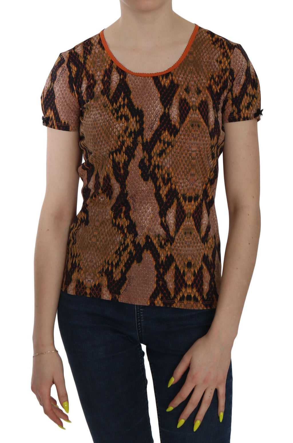 Just Cavalli Schlangenhautdruck Kurzarm-T-Shirt