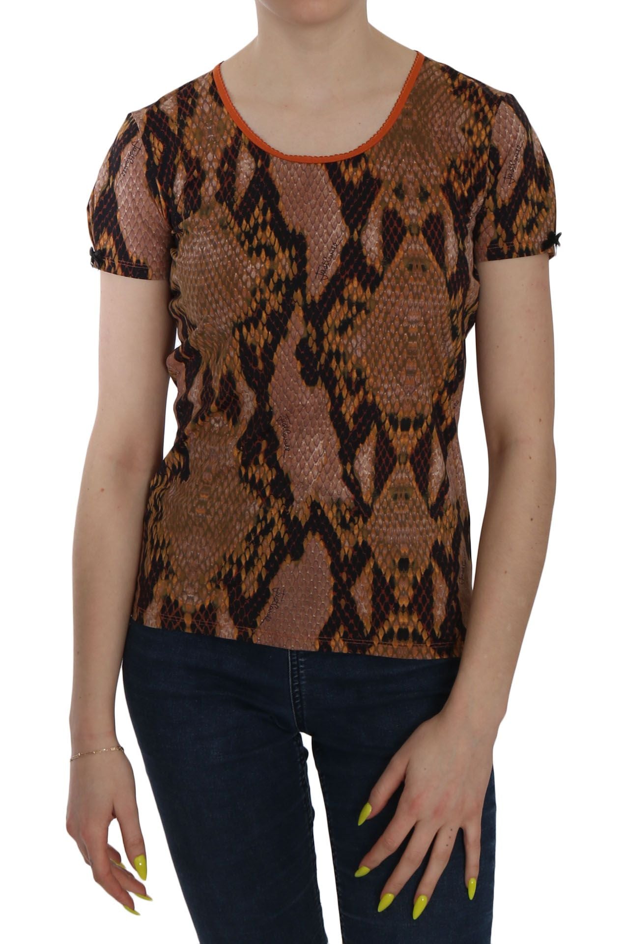 Just Cavalli Schlangenhautdruck Kurzarm-T-Shirt