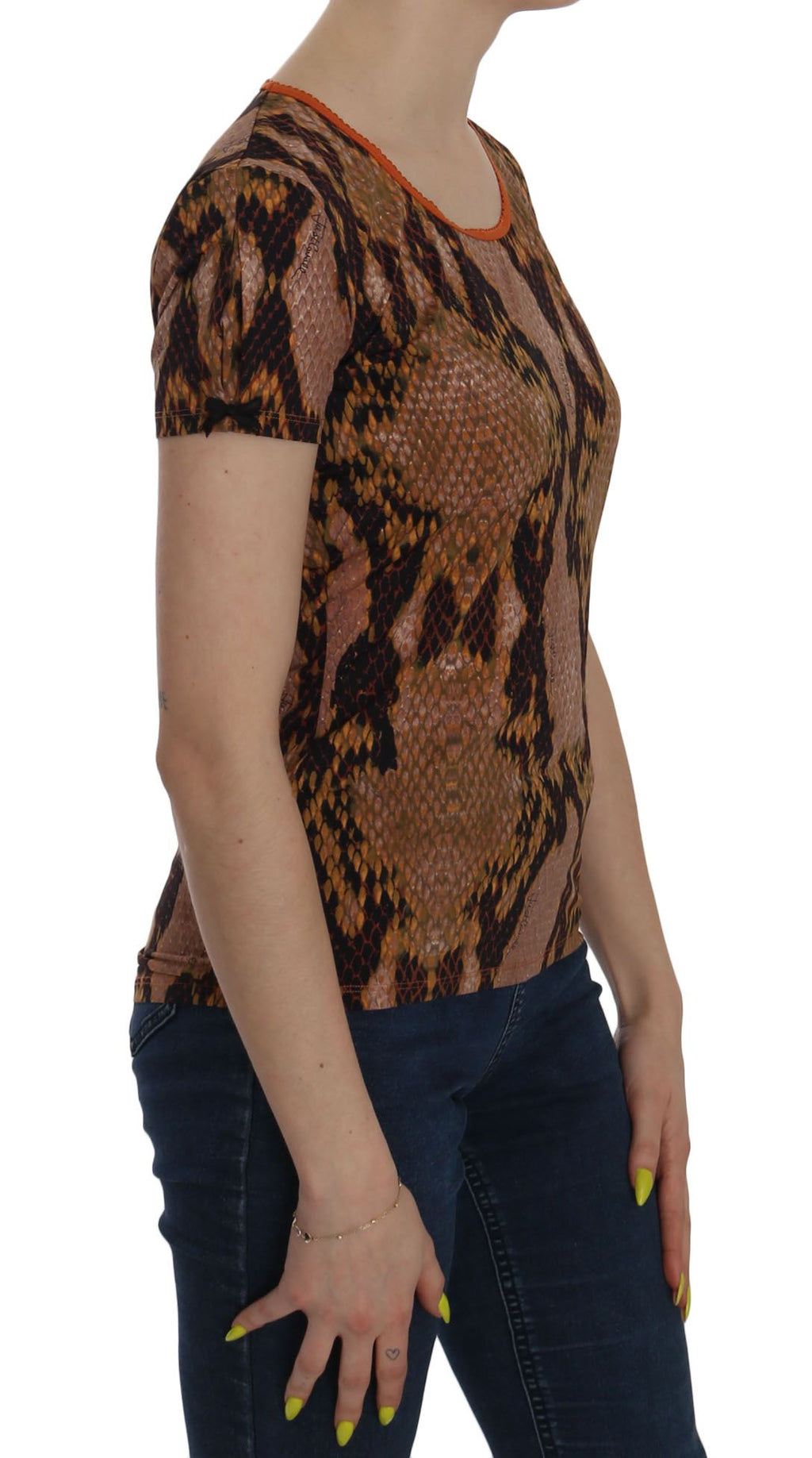 Just Cavalli Schlangenhautdruck Kurzarm-T-Shirt