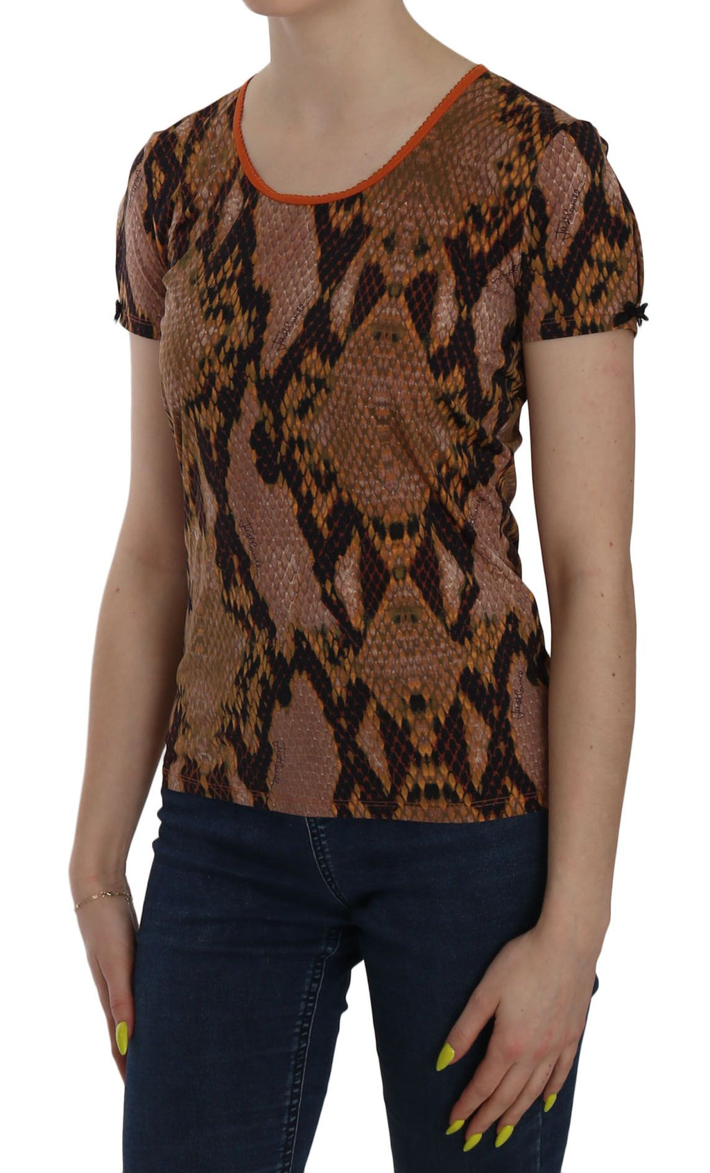 Just Cavalli Schlangenhautdruck Kurzarm-T-Shirt
