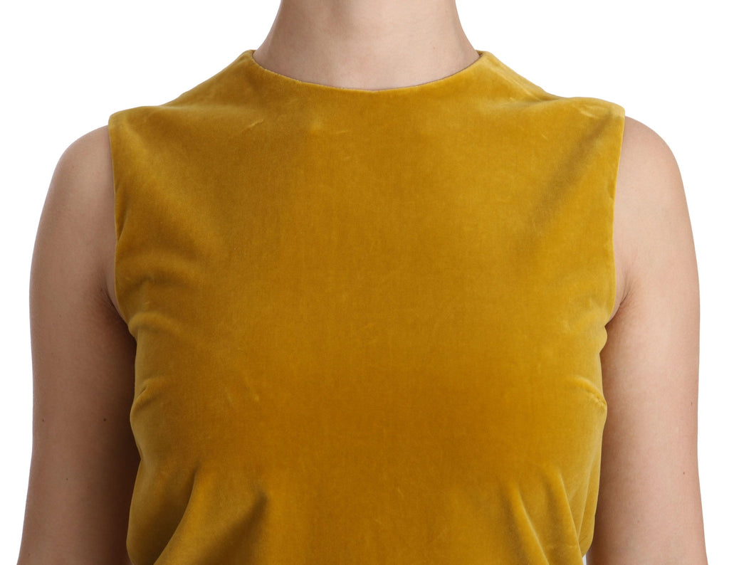 Dolce & Gabbana Senfgelbes Stretch-Minikleid aus Samt