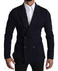 Dolce & Gabbana Dark Blue Polka Dot Double-Breasted Coat Blazer