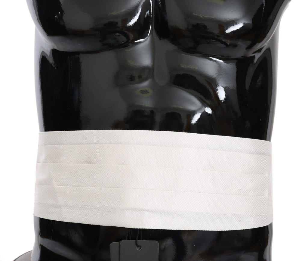 Dolce & Gabbana Weißer Herren Taillengürtel 100% Seide Kummerbund