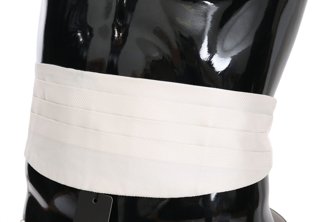 Dolce & Gabbana Weißer Herren Taillengürtel 100% Seide Kummerbund