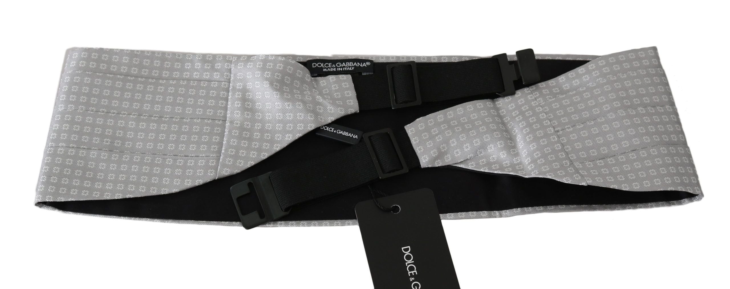Dolce & Gabbana Grauer gemusterter Taillengürtel Seidenkummerbund