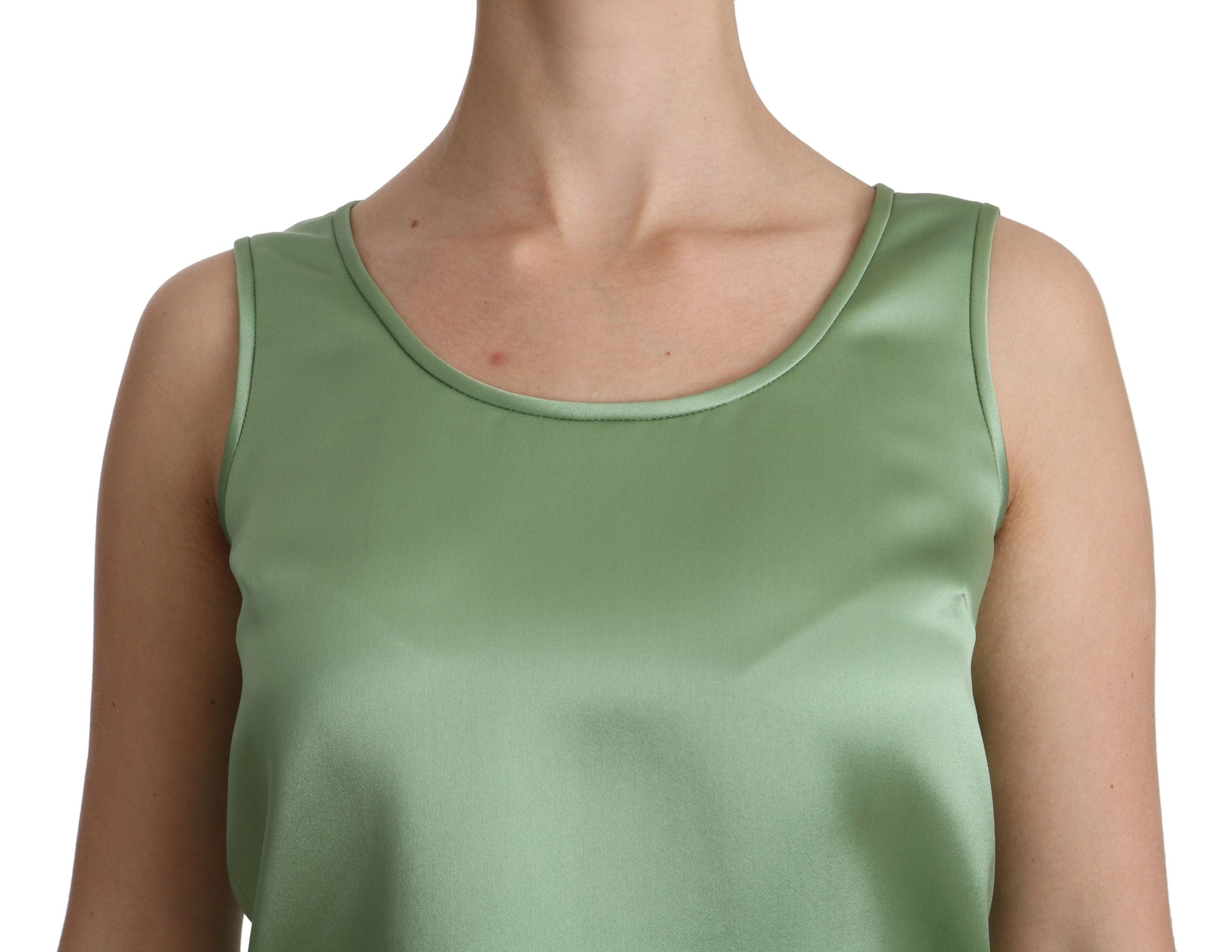 Dolce & Gabbana Green Sleeveless Top in 100% Silk Tank Blouse