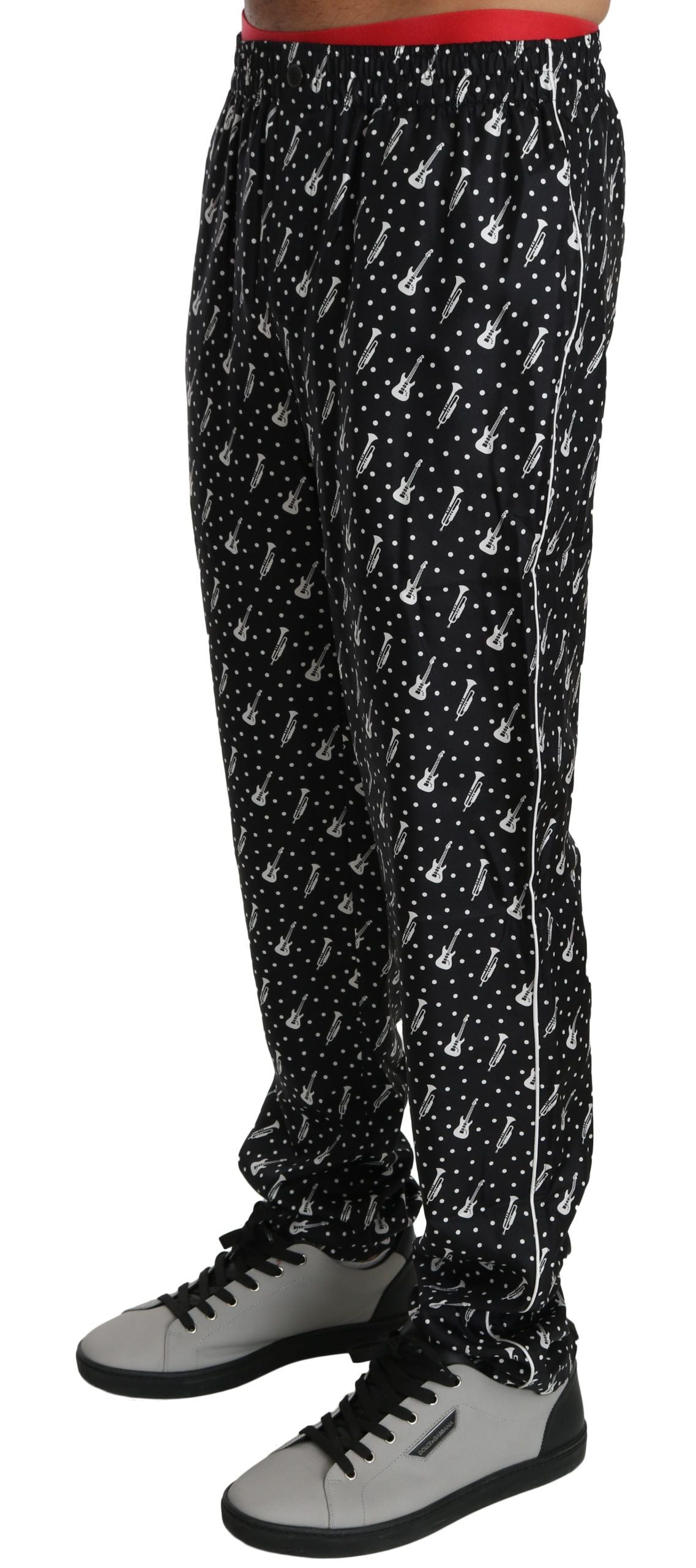 Dolce & Gabbana Schwarze Musikinstrumenten-Hose aus Seide