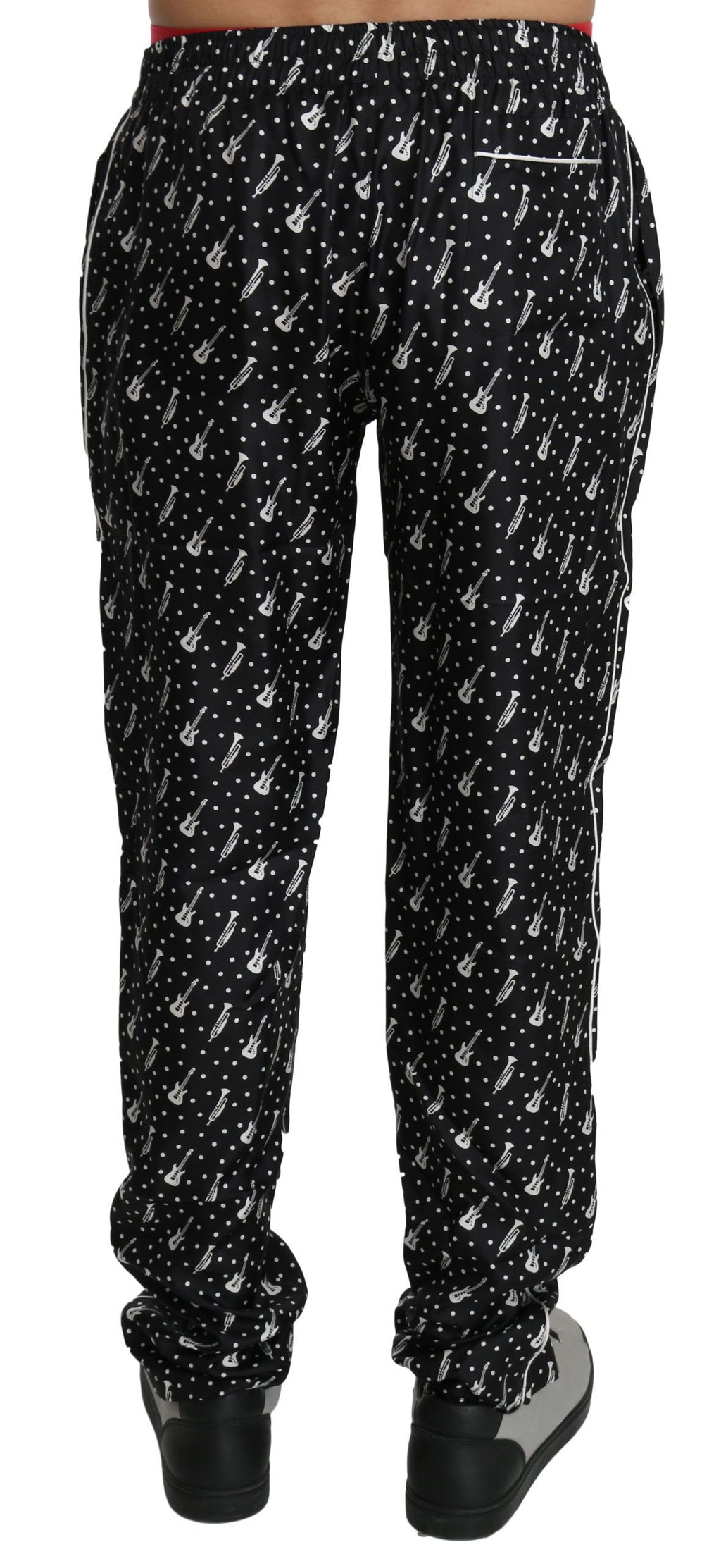 Dolce & Gabbana Schwarze Musikinstrumenten-Hose aus Seide