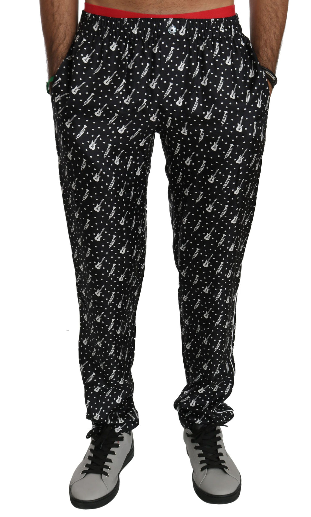 Dolce & Gabbana Schwarze Musikinstrumenten-Hose aus Seide