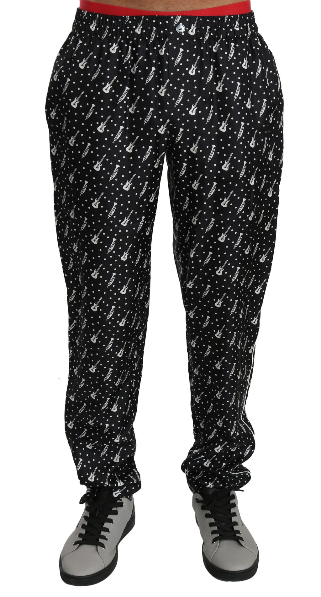 Dolce & Gabbana Schwarze Musikinstrumenten-Hose aus Seide
