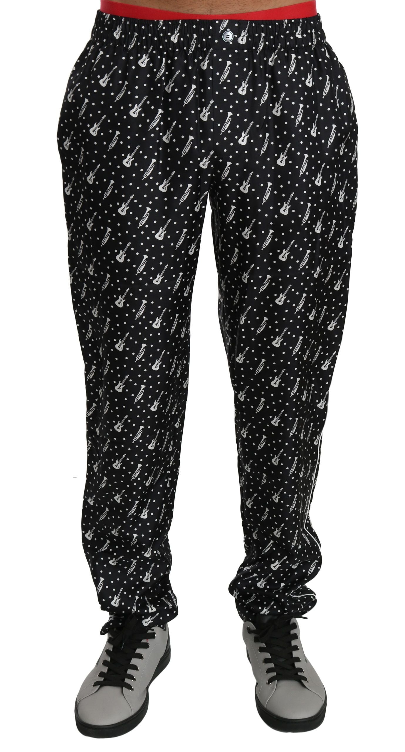 Dolce & Gabbana Schwarze Musikinstrumenten-Hose aus Seide