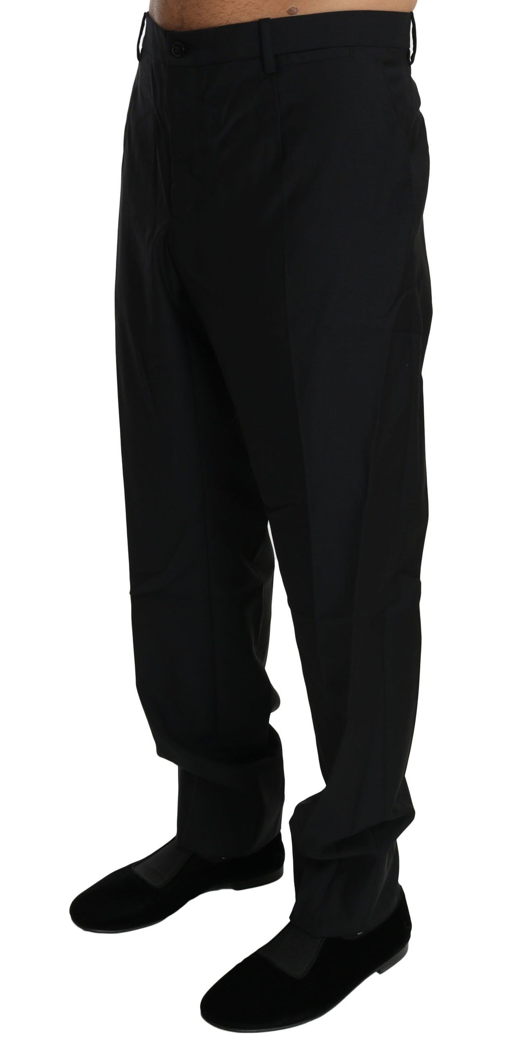 Dolce & Gabbana Black Dress Formal Trousers Men's Wool Pants